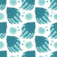 Sea shells seamless pattern. Trendy pattern of seashells for wrapping paper, wallpaper, stickers, notebook cover, cards, scrapbooking vector