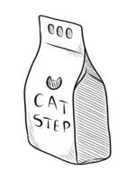 negro y blanco vector dibujo de un paquete con relleno para el baño de mascotas