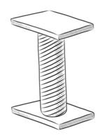 BLACK AND WHITE VECTOR DRAWING OF A SCRATCHING POST FOR CATS