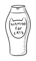 BLACK AND WHITE VECTOR DRAWING OF SHAMPOO FOR CATS