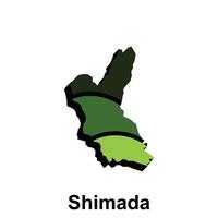 Shimada City High detailed vector map of Japan prefecture, logotype element for template