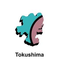 Tokushima City High detailed vector map of Japan prefecture, logotype element for template