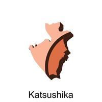 Katsushika ciudad prefectura mapa Japón, logotipo elemento para modelo. vector