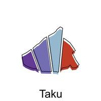 Taku City map illustration, Japan prefecture on white background vector