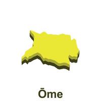 Ome Map City of prefecture Japanese, yellow color template element vector