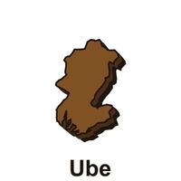 mapa de ube marrón color, sencillo mapa silueta plano diseño modelo vector