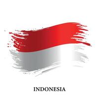 grunge bandera de Indonesia, cepillo carrera antecedentes vector