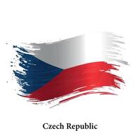 Grunge flag of Czech Republic, brush stroke vector