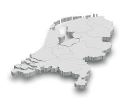 3d Holanda blanco mapa con regiones aislado vector