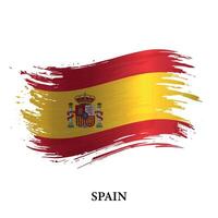 Grunge flag of Spain, brush stroke vector