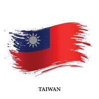 Grunge flag of Taiwan, brush stroke background vector