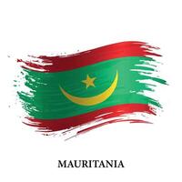 grunge bandera de Mauritania, cepillo carrera vector