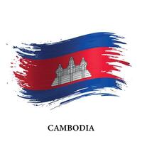 grunge bandera de Camboya, cepillo carrera antecedentes vector