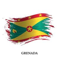 Grunge flag of Grenada, brush stroke vector