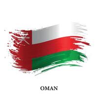 Grunge flag of Oman, brush stroke background vector