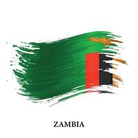 Grunge flag of Zambia, brush stroke vector