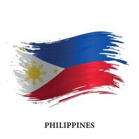 Grunge flag of Philippines, brush stroke background vector