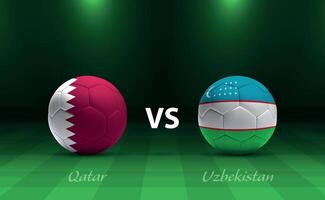 Qatar vs Uzbekistan soccer scoreboard broadcast template for asia 2023 vector
