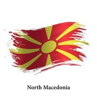 grunge bandera de norte macedonia, cepillo carrera vector