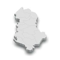 3d Albania blanco mapa con regiones aislado vector
