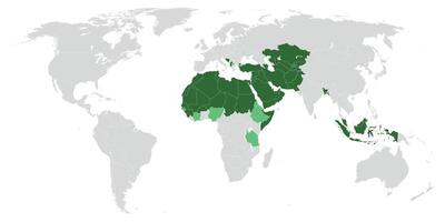 Islam distribution map of the world. vector