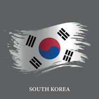 Grunge flag of South Korea, brush stroke background vector