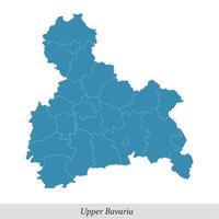 mapa de Superior Baviera es un región en Baviera estado de Alemania vector