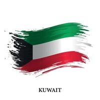 Grunge flag of Kuwait, brush stroke background vector