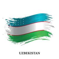 Grunge flag of Uzbekistan, brush stroke background vector