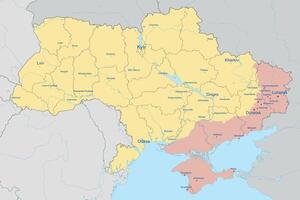 Administrative map of Ukraine as of February 2024. vector