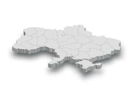 3d Ukraine white map with regions isolated vector