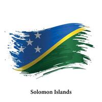 Grunge flag of Solomon Islands, brush stroke vector