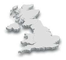 3d United Kingdom white map with regions isolated vector