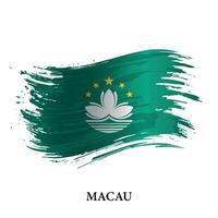 Grunge flag of Macau, brush stroke background vector