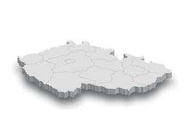 3d checo república blanco mapa con regiones aislado vector