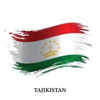 Grunge flag of Tajikistan, brush stroke background vector