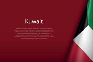 Kuwait national flag isolated on background with copyspace vector