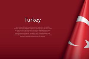 Turkey national flag isolated on background with copyspace vector