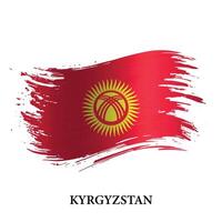 Grunge flag of Kyrgyzstan, brush stroke background vector