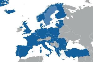 North Atlantic organization member states on map of the Europe vector