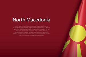 North Macedonia national flag isolated on background with copyspace vector