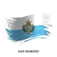 Grunge flag of San Marino, brush stroke vector