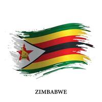 Grunge flag of Zimbabwe, brush stroke vector