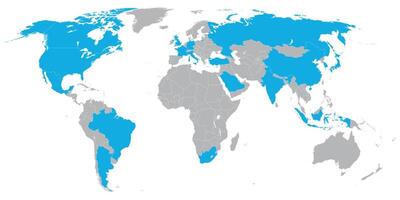 g20 miembro estados solo mapa de el mundo vector
