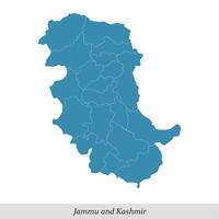 map of Jammu and Kashmir is a Union territory of India with districts vector