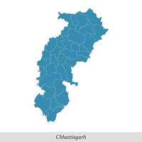 mapa de chhattisgarh es un estado de India con distritos vector