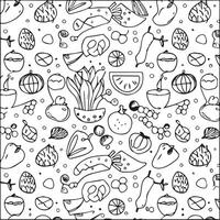 Food coloring pages for coloring book. Food outline vector. vector