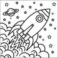 Outer space coloring pages for kids. Space coloring pages. Space outline vector