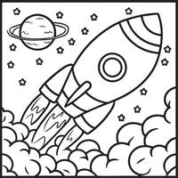 Outer space coloring pages for kids. Space coloring pages. Space outline vector