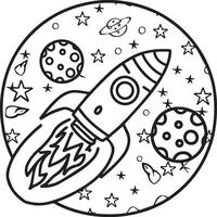 Outer space coloring pages for kids. Space coloring pages. Space outline vector